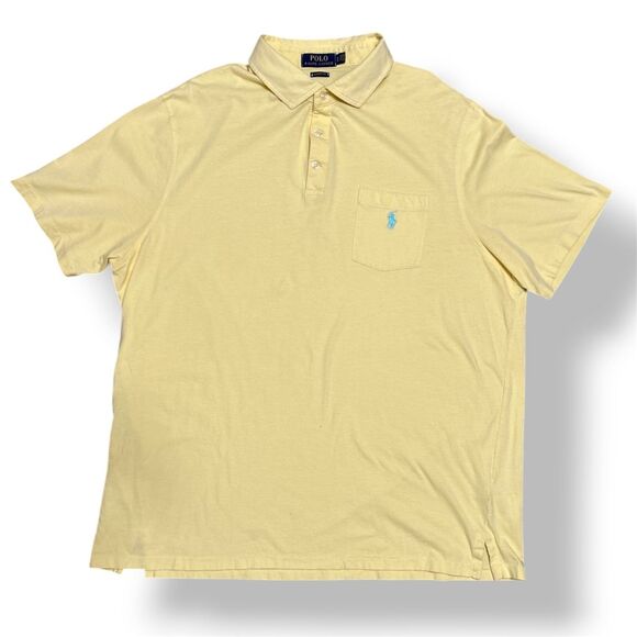 Polo Ralph Lauren Yellow Cotton Classic Fit Polo Shirt Pocket Preppy Men's XL - Picture 5 of 10
